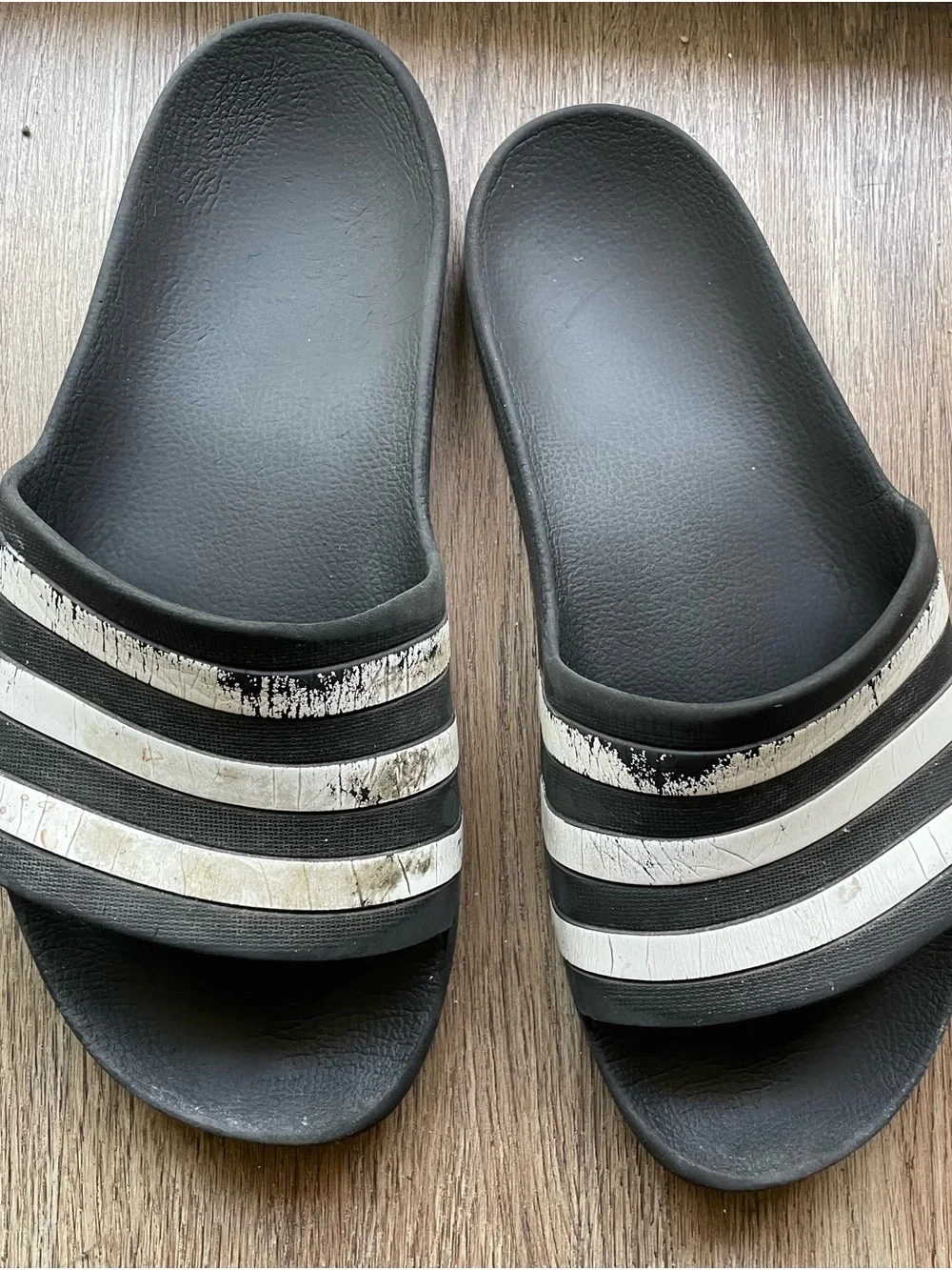 Adidas Men Aqua Slides Sandals with White Stripes